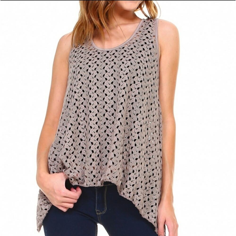 Simplicitie asymmetric lace swing tank mocha tan small